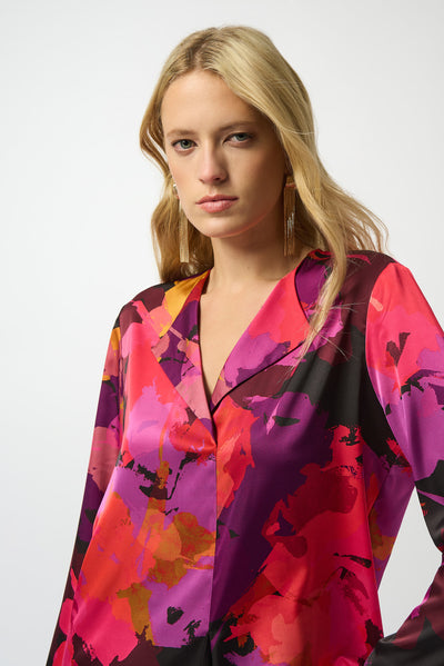 Joseph Ribkoff Satin Floral Print Straight Top