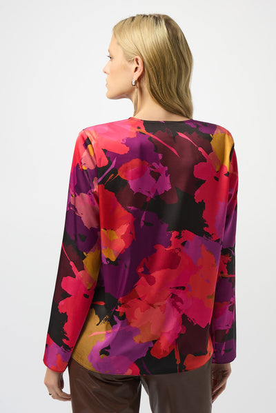 Joseph Ribkoff Satin Floral Print Straight Top