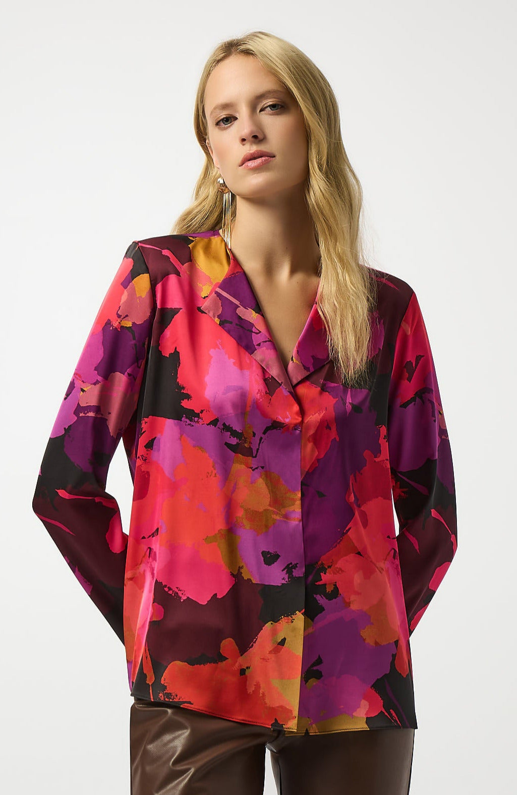 Joseph Ribkoff Satin Floral Print Straight Top