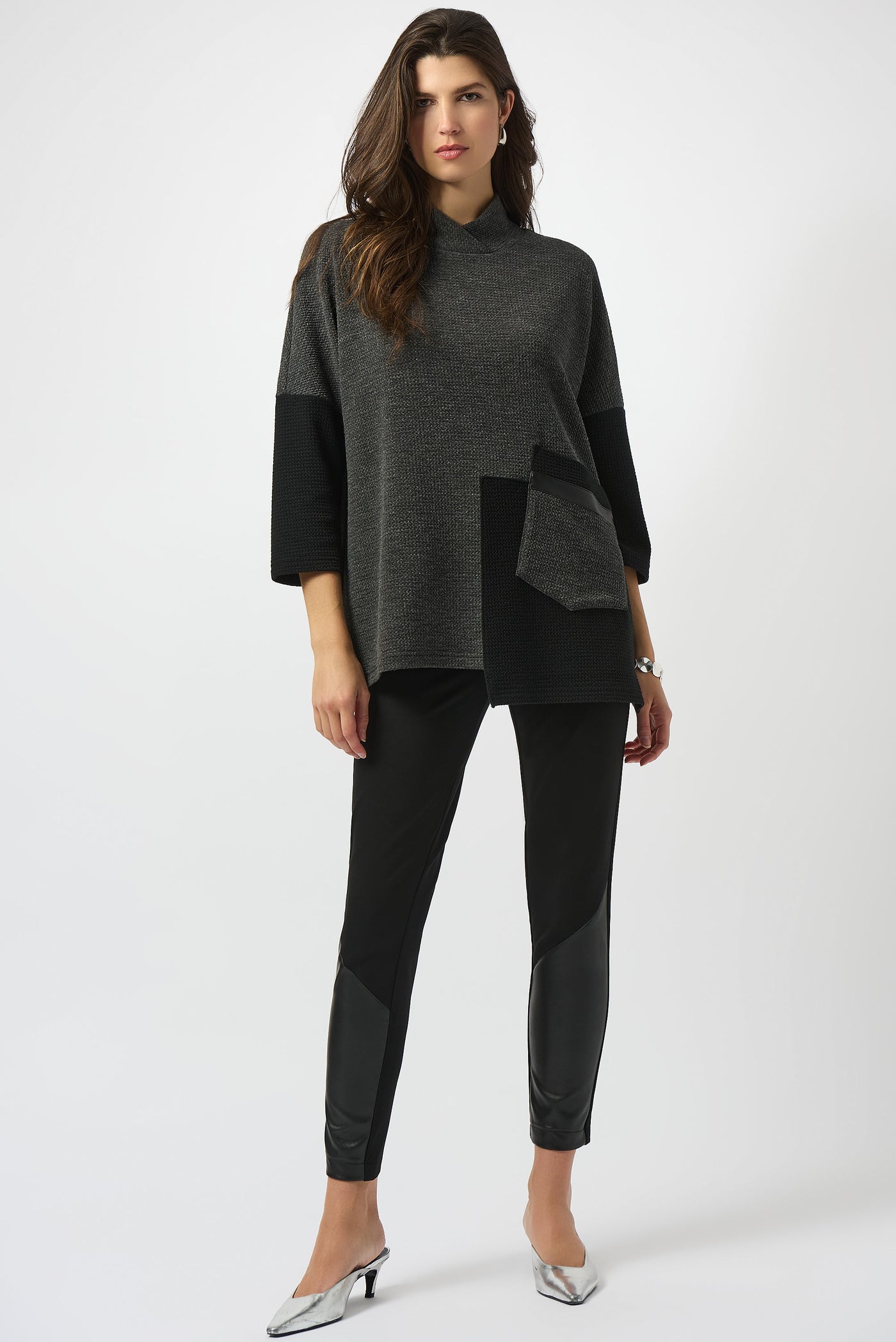 Joseph Ribkoff Heavy Knit and Leatherette Pull-On Legging