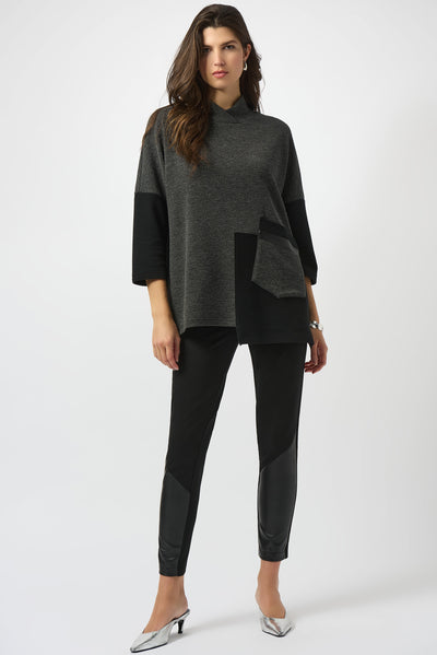 Joseph Ribkoff Heavy Knit and Leatherette Pull-On Legging