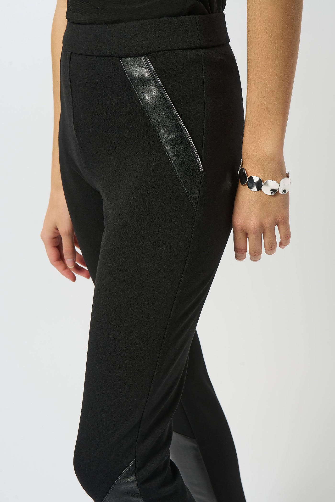 Joseph Ribkoff Heavy Knit and Leatherette Pull-On Legging