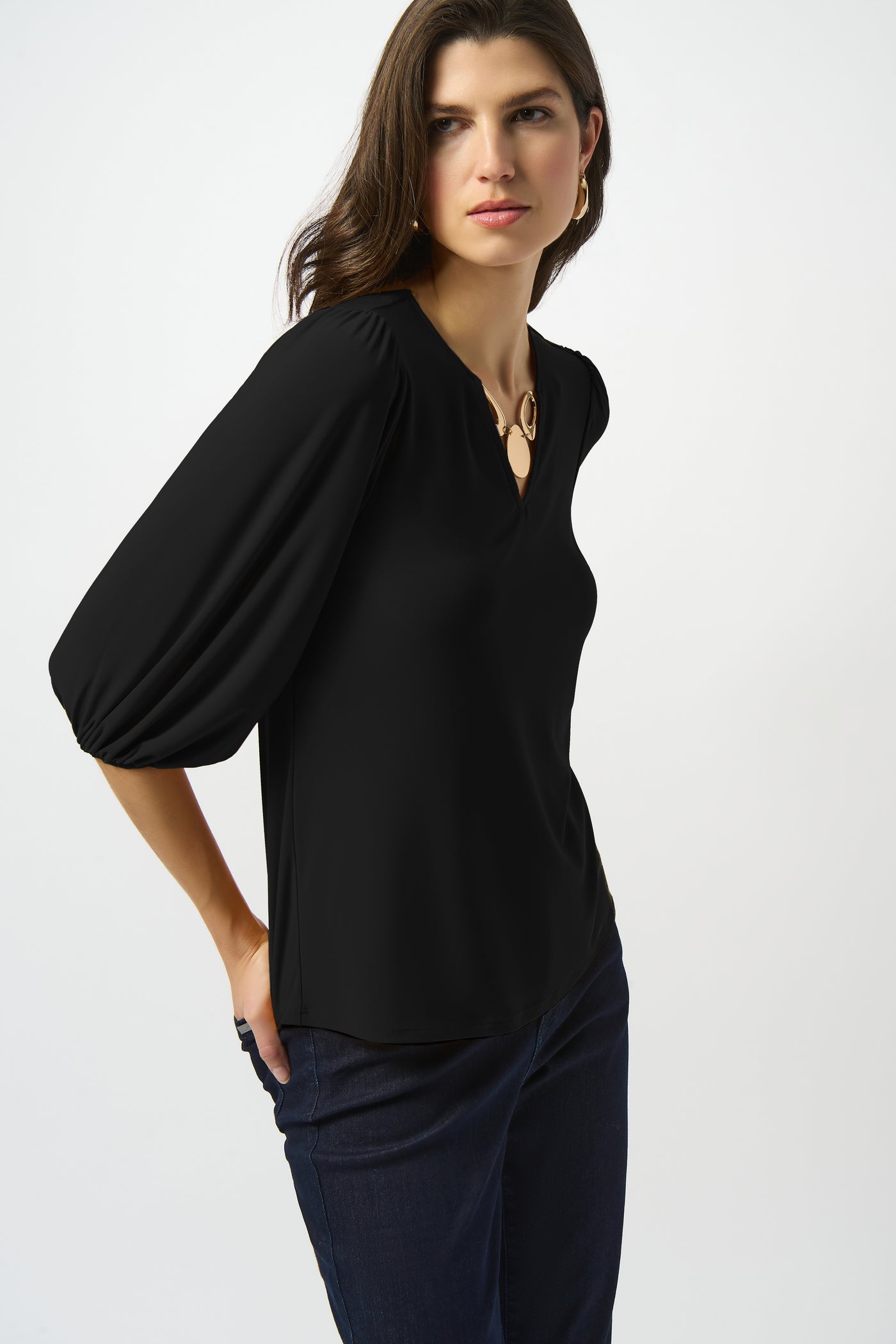 Joseph Ribkoff Black Silky Knit Straight Top