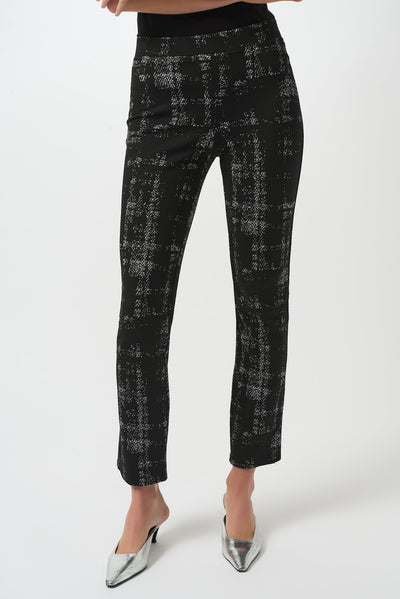 Joseph Ribkoff Jacquard Sweater Plaid Print Pull-On Pants
