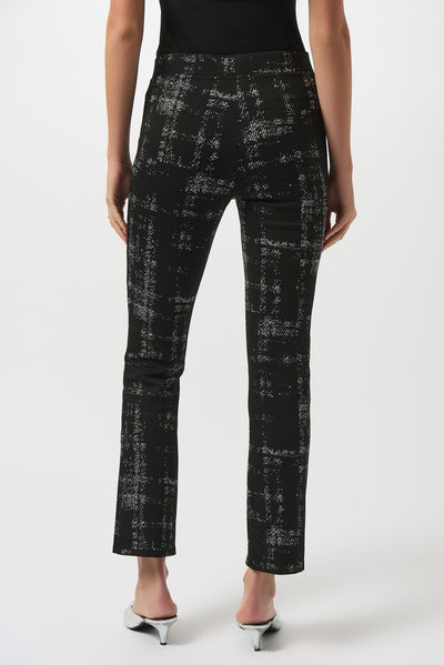 Joseph Ribkoff Jacquard Sweater Plaid Print Pull-On Pants
