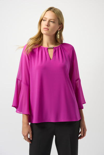 Joseph Ribkoff Cosmos Silky Knit and Chiffon Straight Top
