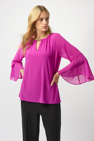 Joseph Ribkoff Cosmos Silky Knit and Chiffon Straight Top