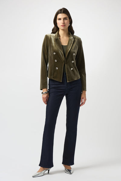 Joseph Ribkoff Khaki Velvet Fitted Blazer