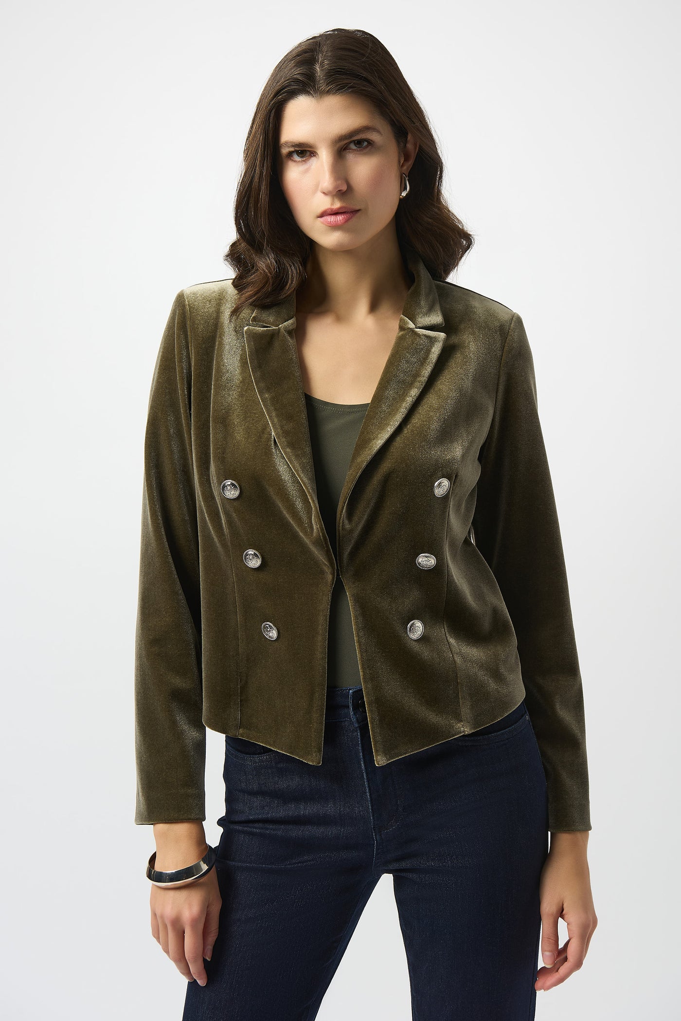 Joseph Ribkoff Khaki Velvet Fitted Blazer