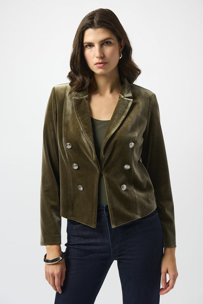 Joseph Ribkoff Khaki Velvet Fitted Blazer