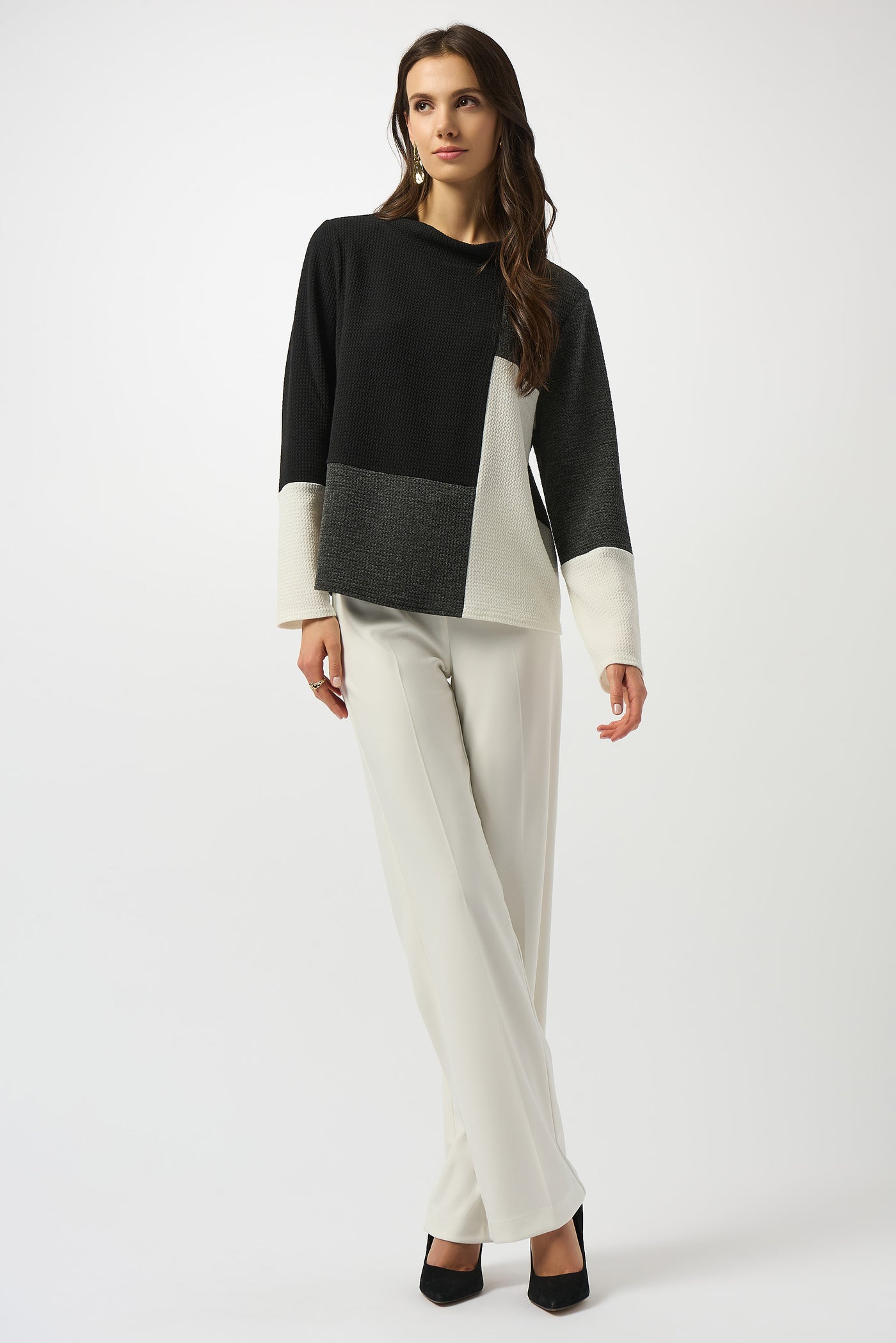 Joseph Ribkoff Jacquard Knit Colour-Block Boxy Jumper