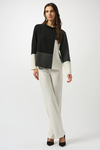 Joseph Ribkoff Jacquard Knit Colour-Block Boxy Jumper