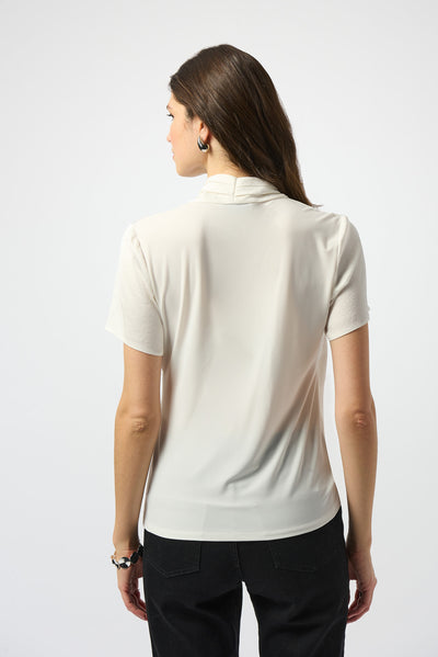 Joseph Ribkoff Winter White Recycled Satin And Silky Knit Wrap Top