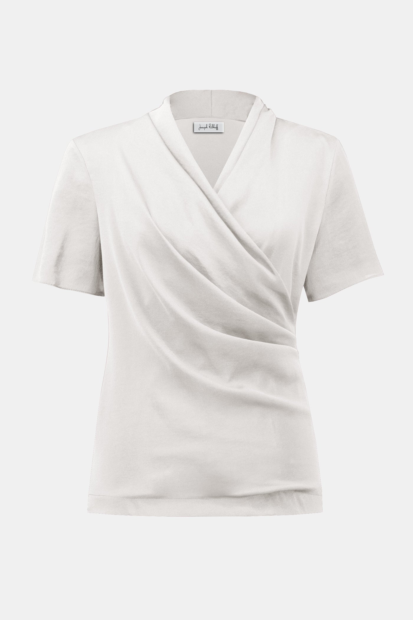 Joseph Ribkoff Winter White Recycled Satin And Silky Knit Wrap Top