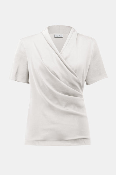 Joseph Ribkoff Winter White Recycled Satin And Silky Knit Wrap Top