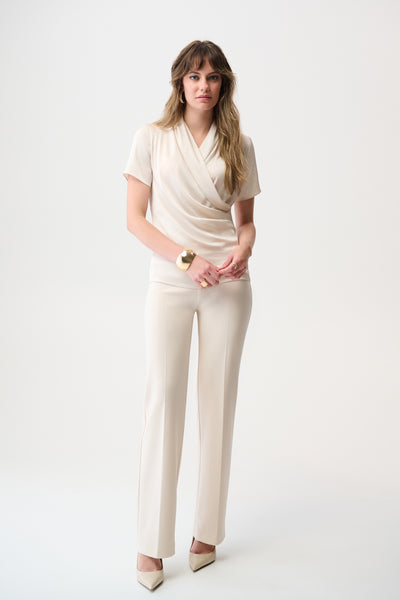 Joseph Ribkoff Birch Recycled Satin And Silky Knit Wrap Top