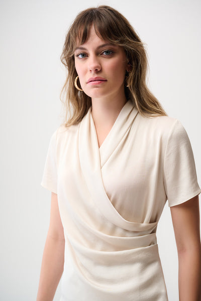 Joseph Ribkoff Birch Recycled Satin And Silky Knit Wrap Top