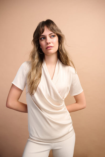 Joseph Ribkoff Birch Recycled Satin And Silky Knit Wrap Top