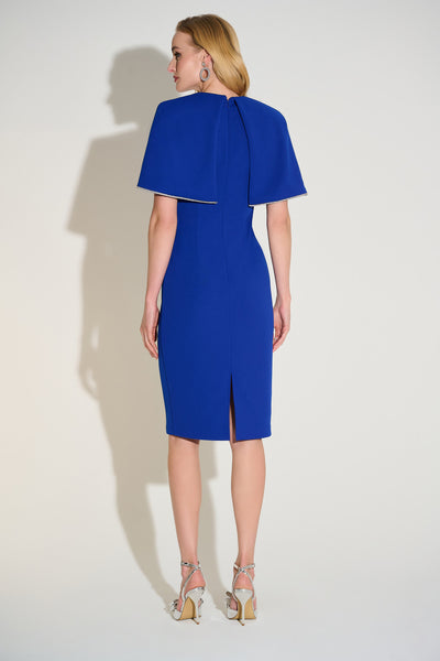 Joseph Ribkoff Signature | Scuba Crepe Sheath Dress with Cape
