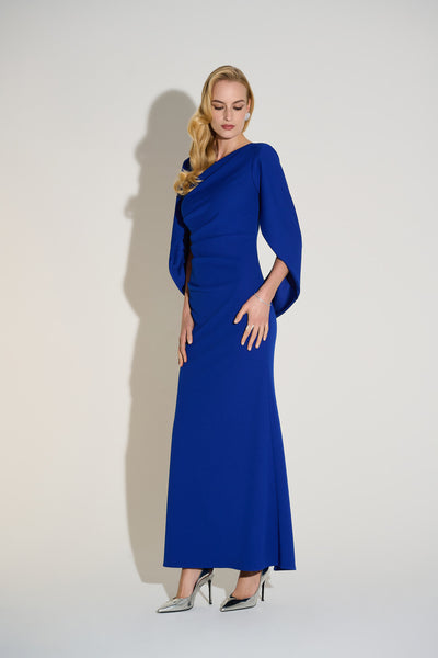 Joseph Ribkoff Signature | Scuba Crepe Trumpet Dress with Satin Cowl Sleeves