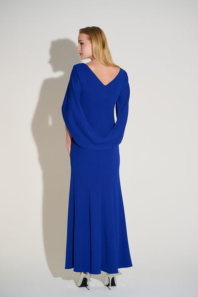 Joseph Ribkoff Signature | Scuba Crepe Trumpet Dress with Satin Cowl Sleeves
