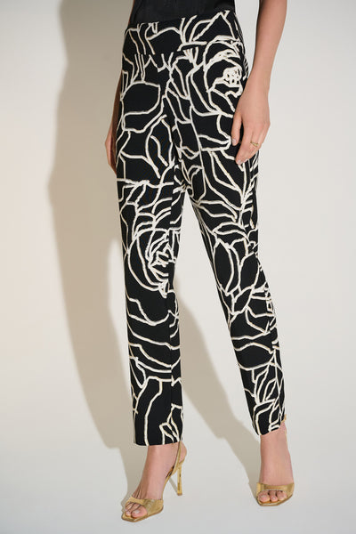 Joseph Ribkoff Signature | Lux Twill Foiled Floral Slim Fit Pants
