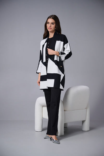 Joseph Ribkoff Jacquard Sweater Knit Colour-Block Cover-Up