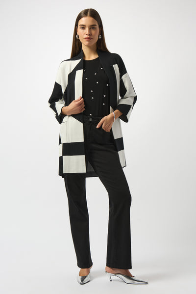 Joseph Ribkoff Jacquard Sweater Knit Colour-Block Cover-Up