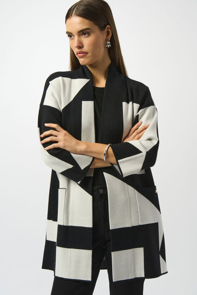 Joseph Ribkoff Jacquard Sweater Knit Colour-Block Cover-Up