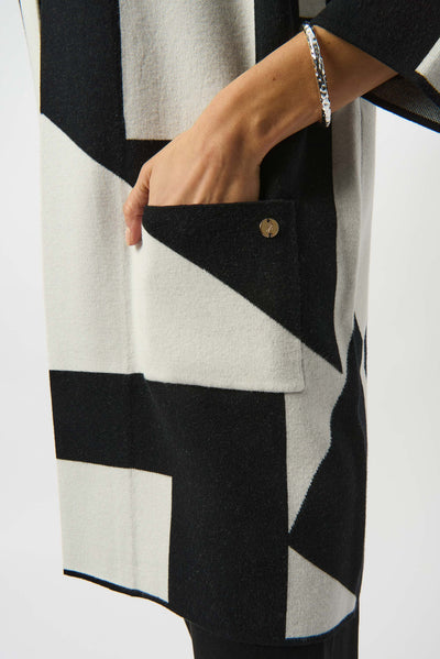 Joseph Ribkoff Jacquard Sweater Knit Colour-Block Cover-Up