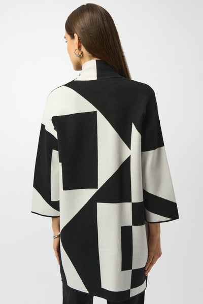 Joseph Ribkoff Jacquard Sweater Knit Colour-Block Cover-Up