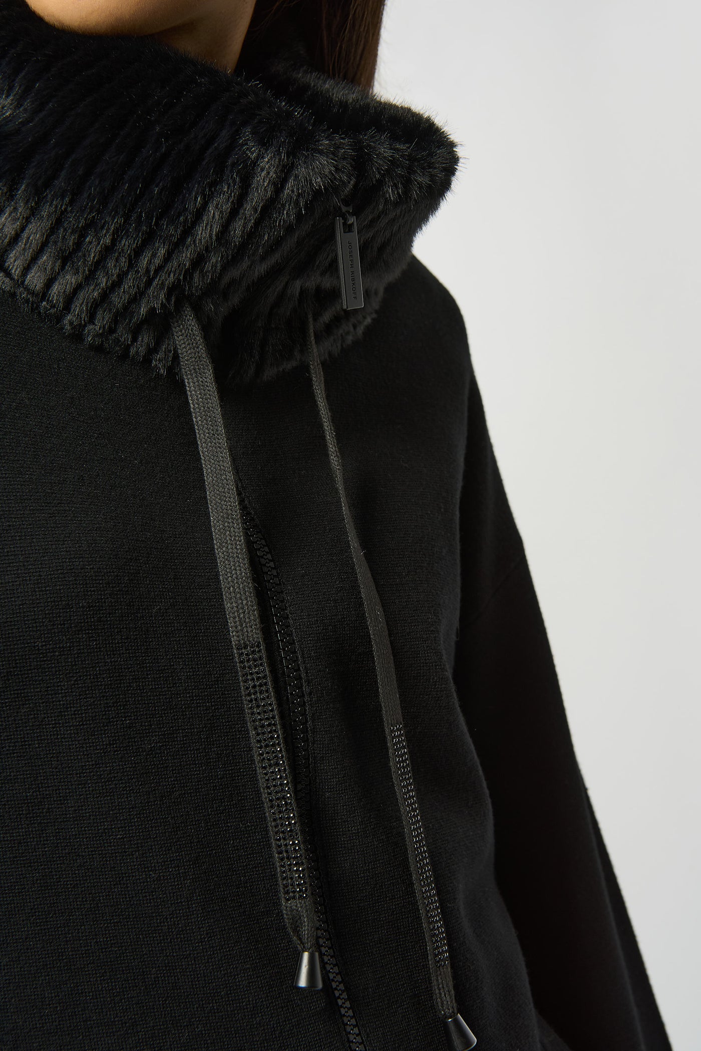 Joseph Ribkoff Sweater Knit Jacket With Fur Trim