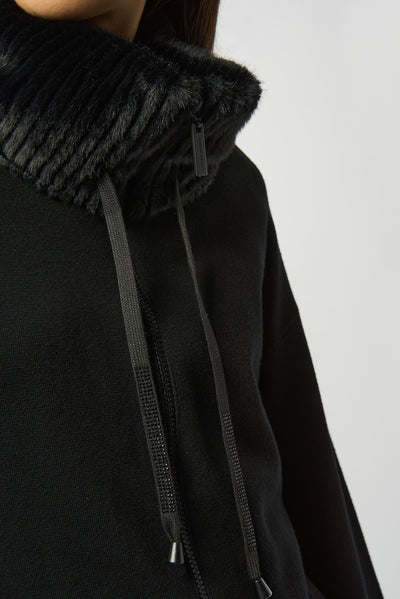 Joseph Ribkoff Sweater Knit Jacket With Fur Trim