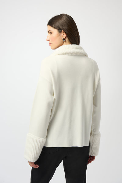 Joseph Ribkoff Winter Sweater Knit Jacket With Fur Trim