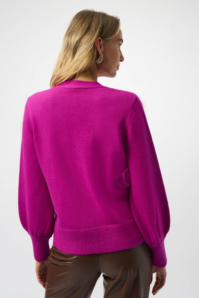 Joseph Ribkoff Sweater Knit Cardigan with Puff Sleeves