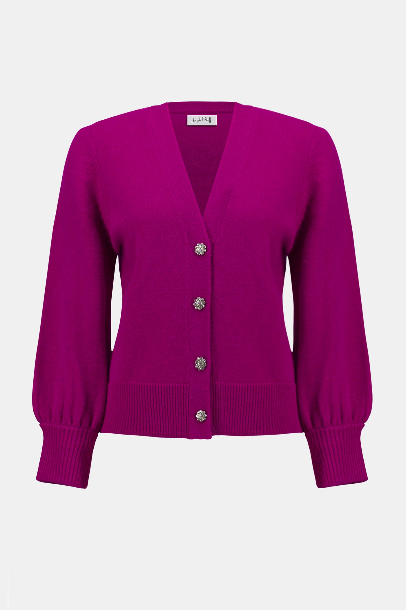 Joseph Ribkoff Sweater Knit Cardigan with Puff Sleeves