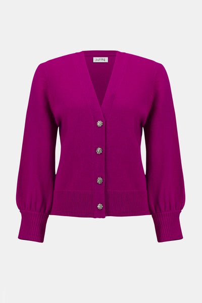 Joseph Ribkoff Sweater Knit Cardigan with Puff Sleeves