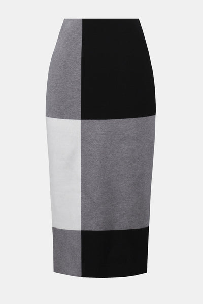 Joseph Ribkoff Black/Grey/Vanilla Jacquard Sweater Colour Block Skirt