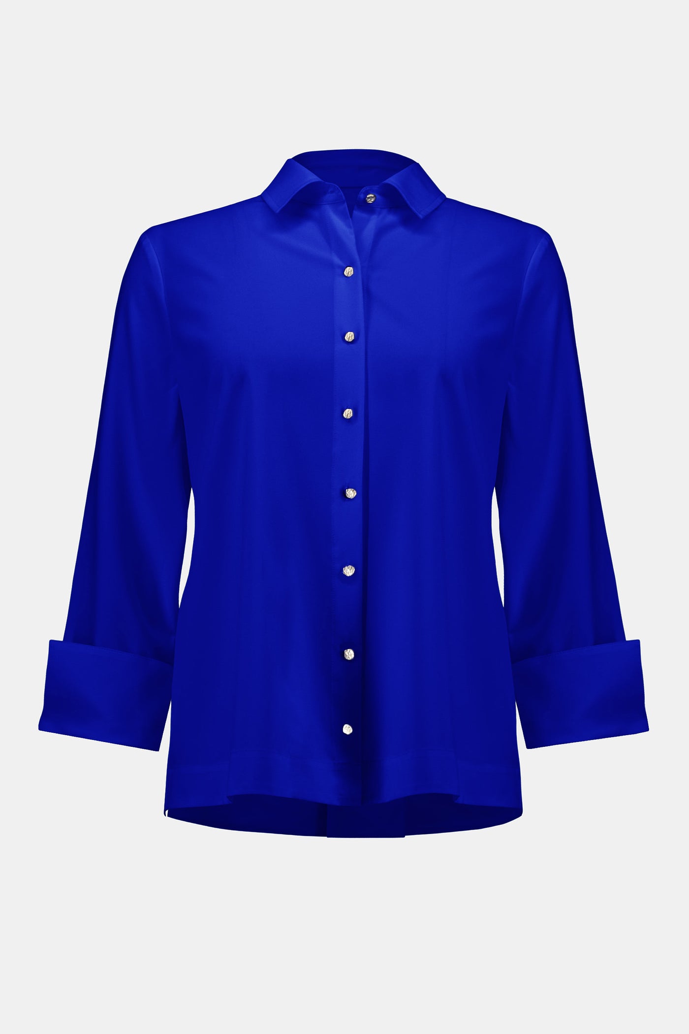 Joseph Ribkoff Sapphire Stretch Poplin Button-Front Boxy Blouse