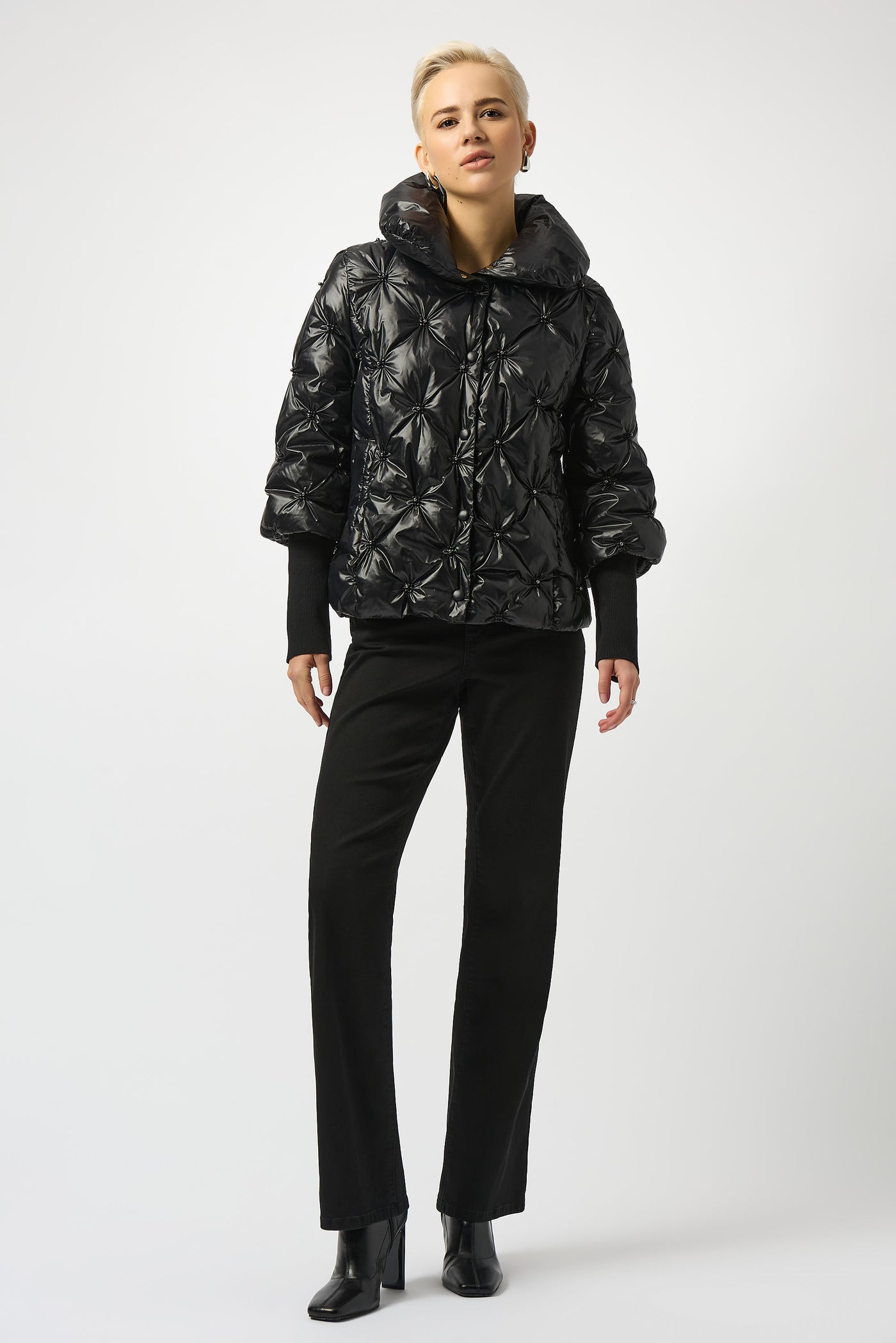 Joseph Ribkoff Pearl Quilted Puffer Trapeze Jacket
