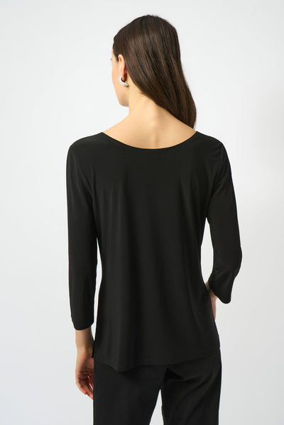 Joseph Ribkoff Black Silky Knit Scoop Neck Fit & Flare Top