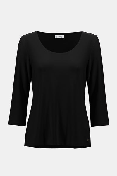 Joseph Ribkoff Black Silky Knit Scoop Neck Fit & Flare Top