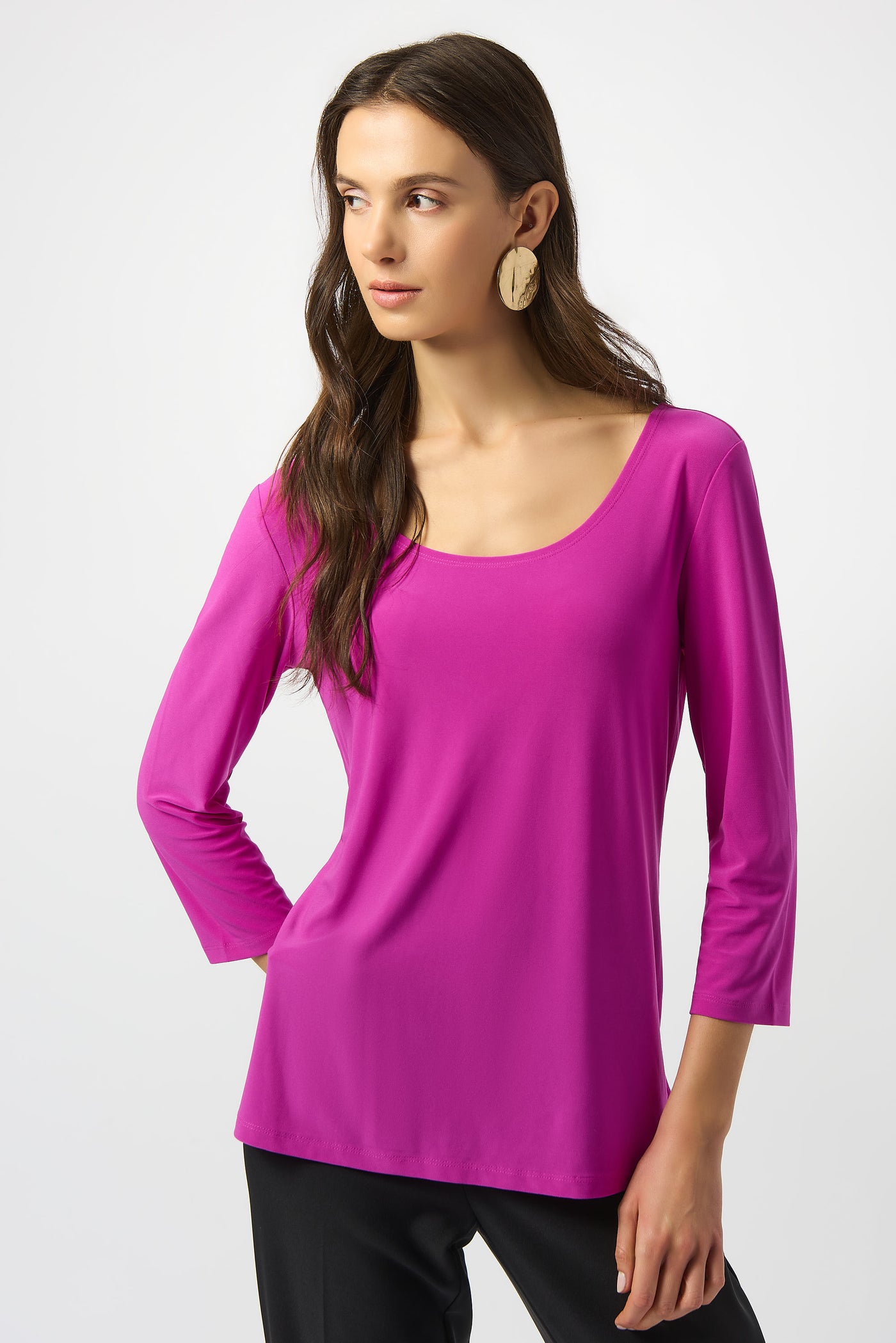 Joseph Ribkoff Silky Knit Scoop Neck Fit & Flare Top