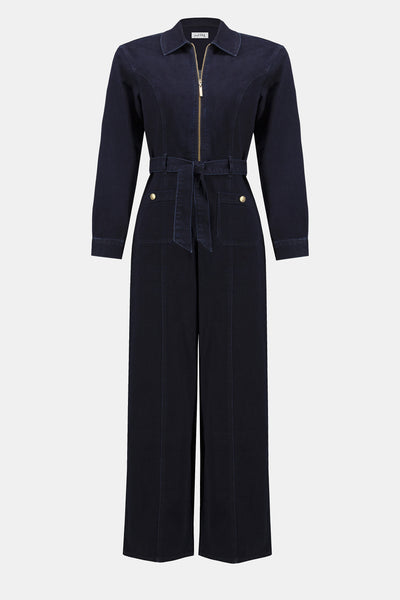 Joseph Ribkoff Stretch Denim Zip Front Wide-Leg Jumpsuit