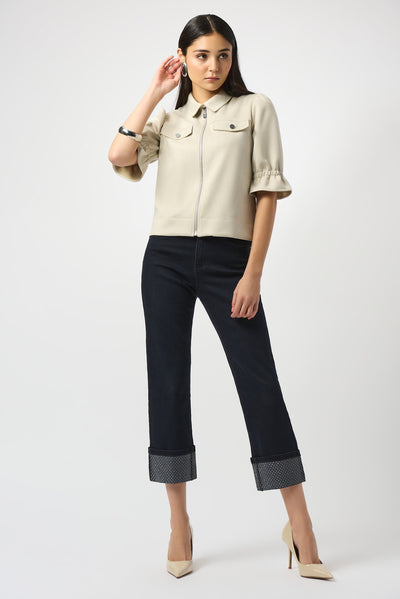 Joseph Ribkoff Straight Crop Stretch Jeans with Turned Hem