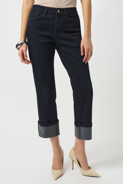 Joseph Ribkoff Straight Crop Stretch Jeans with Turned Hem