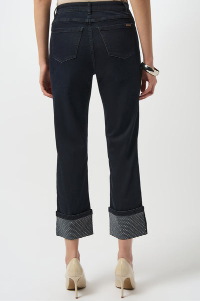 Joseph Ribkoff Straight Crop Stretch Jeans with Turned Hem