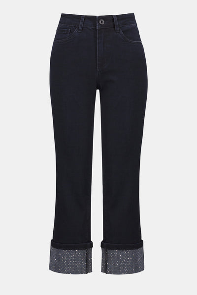 Joseph Ribkoff Straight Crop Stretch Jeans with Turned Hem