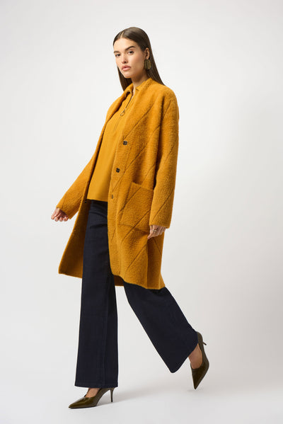 Joseph Ribkoff Medallion Feather Yarn Sweater Knit Coat