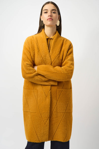 Joseph Ribkoff Medallion Feather Yarn Sweater Knit Coat